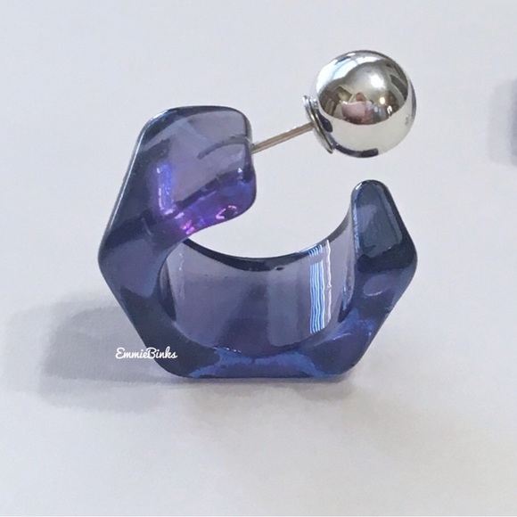 ✨3for$38 New Zara Translucent Chunky Hoop Ball Back Earrings - Picture 7 of 16